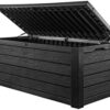 Keter Westwood 150 Gallon All Weather Outdoor Patio Storage Deck Box and Bench Keter Westwood 150 Gallon All Weather Outdoor Patio Storage Deck Box and Bench