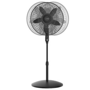 Lasko 18" Oscillating 4-Speed Large Room Pedestal Fan with Remote Control, S18605, Black