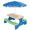 Little Tikes 629952M Easy Store Picnic Table with Umbrella, Multi Color, 42.00''L x 38.00''W x 19.75''H