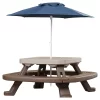Little Tikes 632433M Fold 'n Store Picnic Table with Market Umbrella, Brown