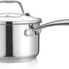 NutriChef 2-Quart Stainless Steel Saucepan - 18/8 Food Grade Heavy Duty Cookware, Sauce Pot, Stew Pot, Simmering Pot Kitchenware w/ See Through Lid, Dishwasher Safe, For Induction Gas Ceramic Cooktops