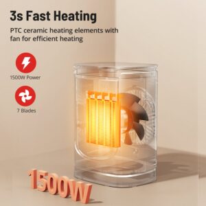 Paris Rhone Space Heater with Adjustable Thermostat, Paris RhÃ´ne 1500W Ceramic Desktop Heater for Home