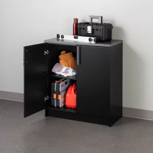 Prepac BEB-3216 Elite Home Storage Black Base Cabinet with Melamine Countertop BEB-3216