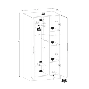 Prepac Elite Drifted Gray Wardrobe Cabinet with Storage 32 in W. x 65 in H. x 21 in D. DESW-3264-K