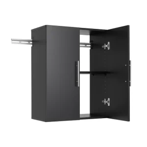 Prepac HangUps 24 in. W x 30 in. H x 12 in. D Upper Storage Cabinet in Black (1-Piece) BSUW-0706-1