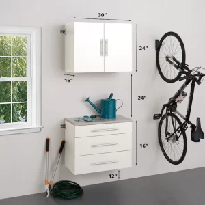 Prepac HangUps 30 in. W x 24 in. H x 16 in. D 1-Shelf Wood Wall Mounted Garage Cabinet in White