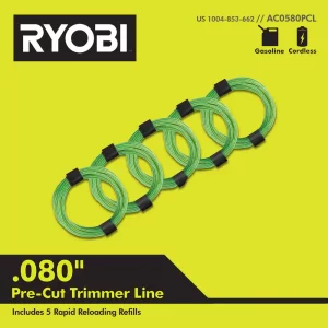 RYOBI P20019BTL-AC ONE+ HP 18V Brushless Whisper Series Cordless Battery String Trimmer w/ Extra 5-Pack Pre-Cut Spiral Line (Tool Only)