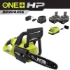 RYOBI P2520-BK ONE+ HP 18V Brushless 10 in. Cordless Battery Chainsaw with (2) 4.0 Ah Batteries and (2) Chargers