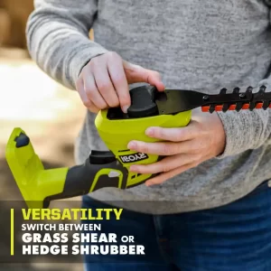 RYOBI P2980VNM ONE+ 18V Cordless Grass Shear and Shrubber Trimmer with 2.0 Ah Battery and Charger