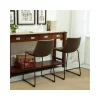 Roundhill Furniture Lotusville Vintage PU Leather Counter Height Stools, Antique Brown, Set of 2