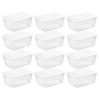 Sterilite 16 Quart Clear Plastic Stacking Storage Container Box, 12 Pack