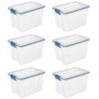 Sterilite 20 Quart Clear Plastic Stacking Storage Container with Gasket Lid (6 Pack)