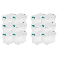 Sterilite 25 Quart Capacity Clear Plastic Storage Tote Bins, (12 Pack)