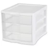 Sterilite 3 Drawer Unit Plastic, White, Set of 4
