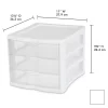 Sterilite 3 Drawer Unit Plastic, White, Set of 4