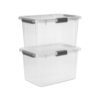 Sterilite 30 Qt. HingeLID Storage Box Plastic, Flat Gray, Set of 6