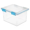 Sterilite 32 Qt Gasket Box Clear Base and Lid Blue Aquarium Set of 4