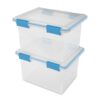 Sterilite 32 Qt Gasket Box Clear Base and Lid Blue Aquarium Set of 4