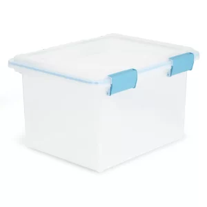 Sterilite 32 Quart Clear Plastic Stacking Storage Container with Gasket Lid (4 Pack)