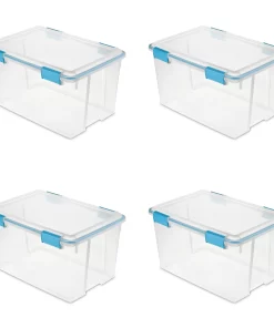 Sterilite 54 Qt. Gasket Box Plastic, Blue Aquarium, Set of 4