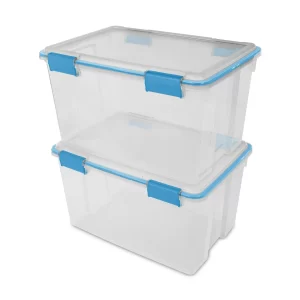 Sterilite 54 Qt. Gasket Box Plastic, Blue Aquarium, Set of 4
