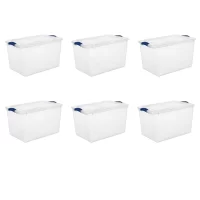 Sterilite 66 Qt. Latch Box Plastic, Stadium Blue, Set of 6