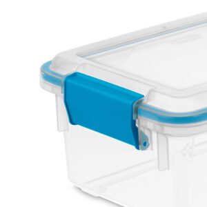 Sterilite 7.5 Quart Clear Plastic Storage Box & Lid w/ Blue Latches (12 Pack)