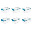 Sterilite 7.5 Quart Clear Plastic Storage Box with Latching Lids, (6 Pack)