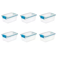 Sterilite 7.5 Quart Clear Plastic Storage Box with Latching Lids, (6 Pack)