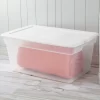 Sterilite 90 Qt. Storage Box Plastic, White, Set of 4