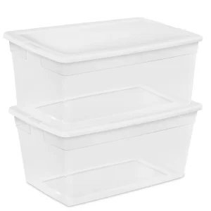 Sterilite 90-Quart Storage Box with Clear Base and White Lid (4 Pack)