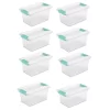 Sterilite Medium Stackable Clear Plastic Storage Container w/Latching Clip Lid, (8 Pack)