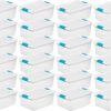 Sterilite Plastic 15 Quart Storage Box Container with Latching Lid, 24 Pack