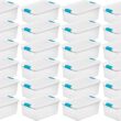 Sterilite Plastic 15 Quart Storage Box Container with Latching Lid, 24 Pack