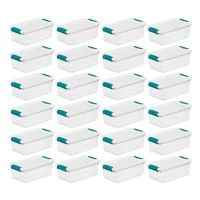 Sterilite Plastic 6 Quart Storage Box Container with Latching Lid, 24 Pack