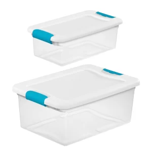 Sterilite Plastic 6 Quart Storage Box Container with Latching Lid, 24 Pack