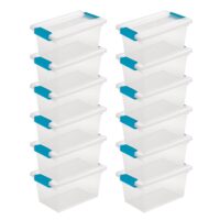 Sterilite Plastic Mini Clip Storage Box Container with Latching Lid, 12 Pack