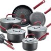 T-fal Ultimate Hard Anodized Dishwasher Safe Nonstick Cookware Set, 12-Piece, Red