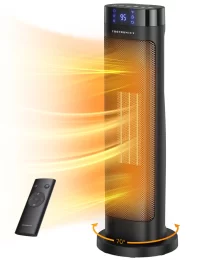 Taotronics Space Heater, 1500W Portable Electric Heater, Fast Quiet Tower Oscillating Ceramic Heater for Office, Desk, Home and Bedroom, with Smart Temperature Control, Remote Control, LED Display