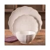 The Pioneer Woman Farmhouse Lace 12-Piece Dinnerware Set, Linen Off-White