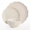 The Pioneer Woman Farmhouse Lace 12-Piece Dinnerware Set, Linen Off-White