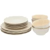 The Pioneer Woman Farmhouse Lace 12-Piece Dinnerware Set, Linen Off-White
