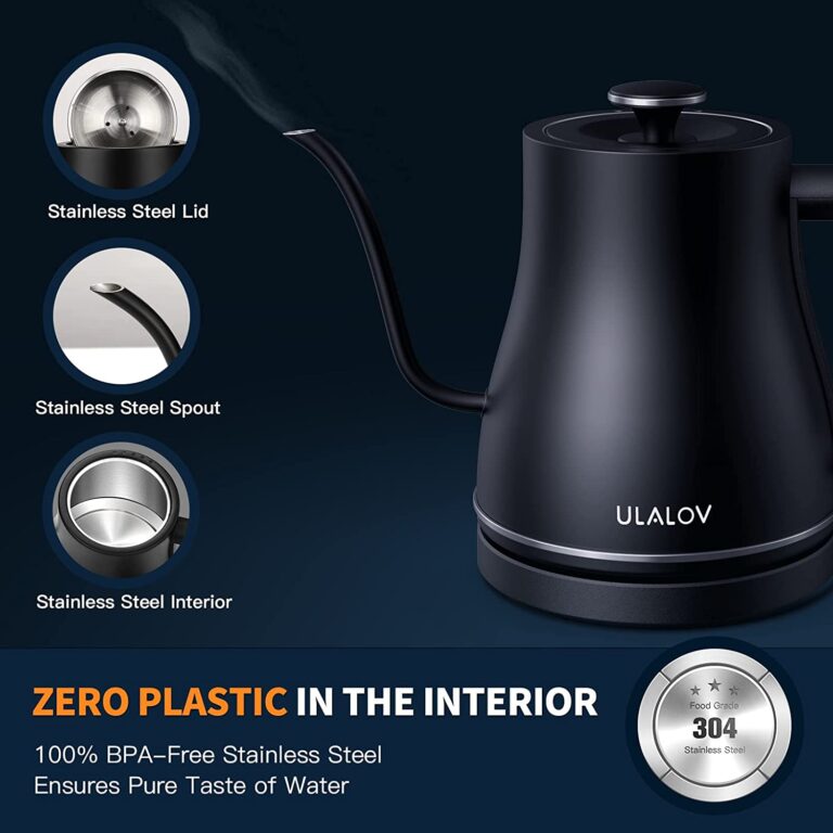 Ulalov Electric Gooseneck Kettle Ultra Fast Boiling Hot Water Kettle 100 Stainless Steel For