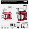 VIVOHOME 6 qt. 6- speed Red 3 in 1 Multifunctional Stand Mixer with Meat Grinder and Juice Blender, ETL Listed (X001W3QPWH)
