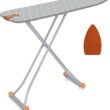 happhom Compact Space Saver Ironing Board with Extra Thick Heavy Duty Padded Cotton Cover, Height Adjustable, Lightweight and Easy Storage with Smart Hanger, Easy Storage and Lightweight Design 13x43
