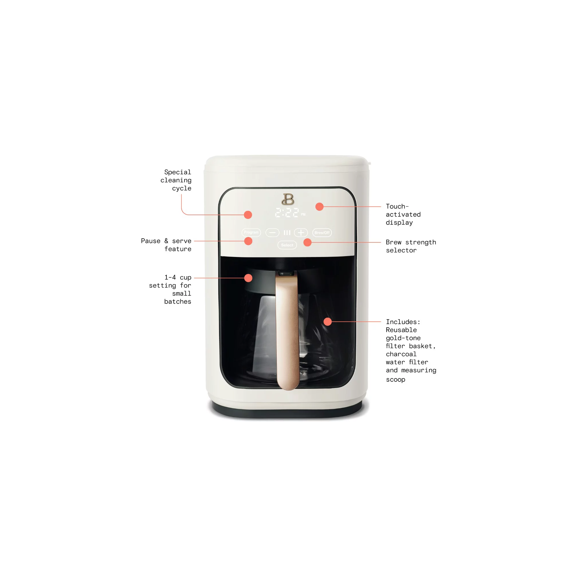 Nice Beautiful 14 Cup Touchscreen Coffee Maker, Black Sesame by