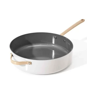 Beautiful 5.5 Quart Ceramic Non-Stick Saute Pan, White Icing, by Drew Barrymore