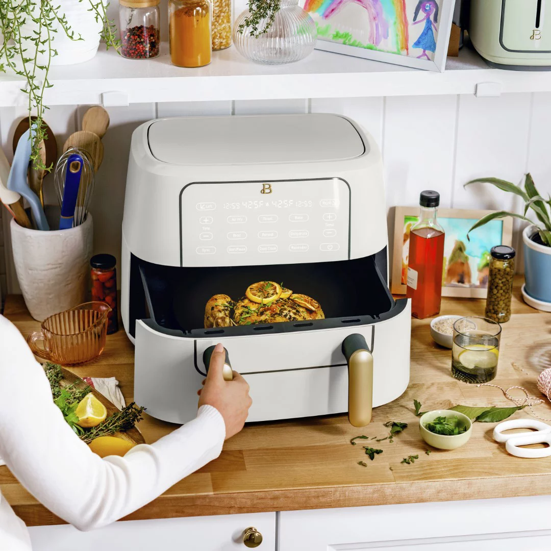  6 Quart Touchscreen Air Fryer, Oyster Grey by Drew Barrymore :  Home & Kitchen