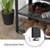 Benjara Vintage Wood and Metal Shoe Rack with 2 Mesh Shelves, Black and Brown