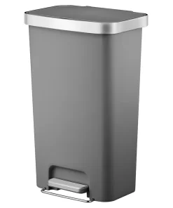 Better Homes & Gardens 11.9 Gallon Trash Can, Plastic Step On Kitchen Trash Can, Gray